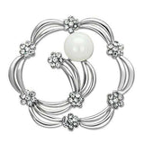 LO2809 - Imitation Rhodium White Metal Brooches with Synthetic Pearl in White - Alamode - Flyclothing LLC