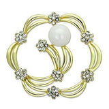 LO2810 - Flash Gold White Metal Brooches with Synthetic Pearl in White - Alamode - Flyclothing LLC
