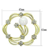 LO2810 - Flash Gold White Metal Brooches with Synthetic Pearl in White - Alamode - Flyclothing LLC