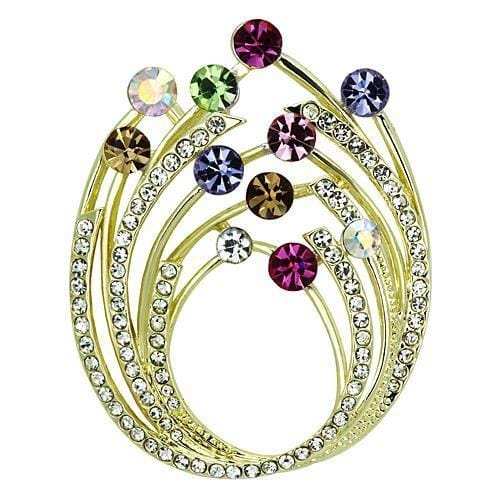LO2812 - Flash Gold White Metal Brooches with Top Grade Crystal in Multi Color - Alamode - Flyclothing LLC