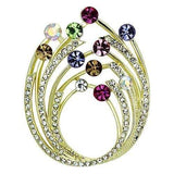LO2812 - Flash Gold White Metal Brooches with Top Grade Crystal in Multi Color - Alamode - Flyclothing LLC