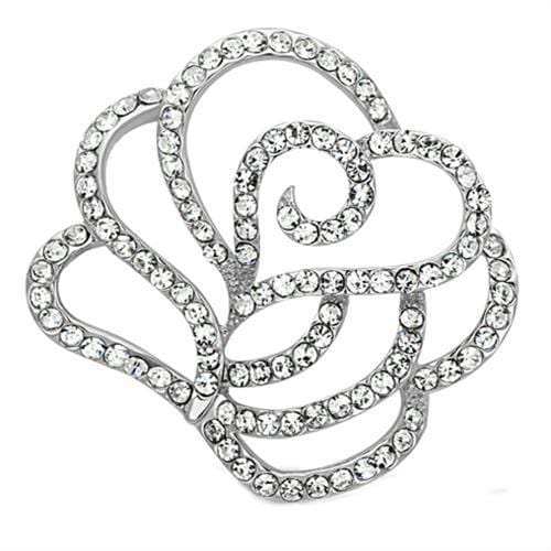 LO2813 - Imitation Rhodium White Metal Brooches with Top Grade Crystal in Clear - Alamode - Flyclothing LLC