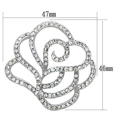 LO2813 - Imitation Rhodium White Metal Brooches with Top Grade Crystal in Clear - Alamode - Flyclothing LLC