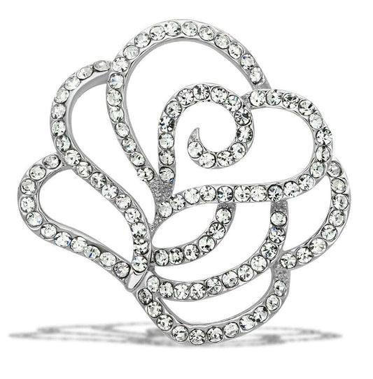 LO2814 - Flash Gold White Metal Brooches with Top Grade Crystal in Clear - Alamode - Flyclothing LLC