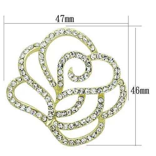 LO2814 - Flash Gold White Metal Brooches with Top Grade Crystal in Clear - Alamode - Flyclothing LLC