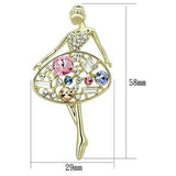 LO2817 - Flash Gold White Metal Brooches with Top Grade Crystal in Multi Color - Alamode - Flyclothing LLC