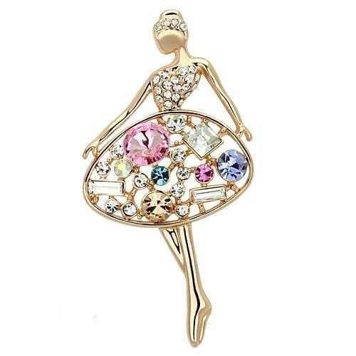 LO2818 - Flash Rose Gold White Metal Brooches with Top Grade Crystal in Multi Color - Alamode - Flyclothing LLC