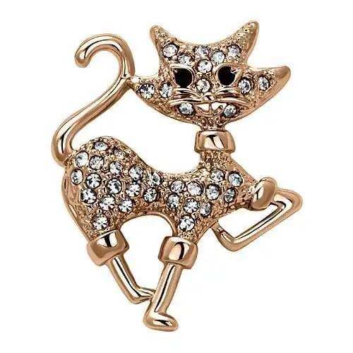 LO2820 - Flash Rose Gold White Metal Brooches with Top Grade Crystal in Clear - Alamode - Flyclothing LLC