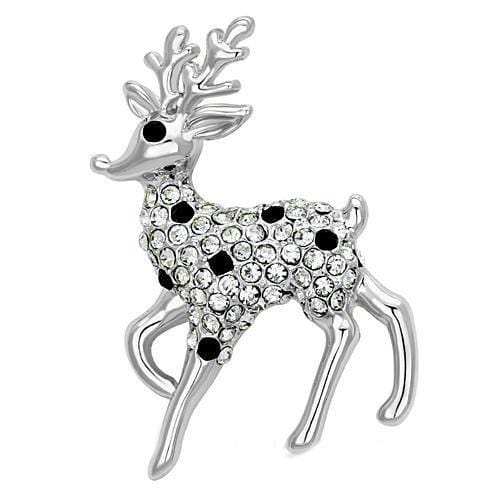 LO2821 - Imitation Rhodium White Metal Brooches with Top Grade Crystal in Jet - Alamode - Flyclothing LLC