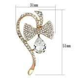 LO2832 - Flash Rose Gold White Metal Brooches with Synthetic Synthetic Glass in Clear - Alamode - Flyclothing LLC