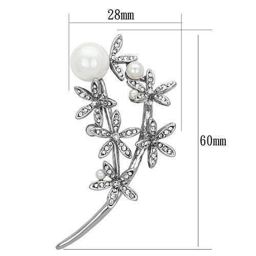 LO2833 - Imitation Rhodium White Metal Brooches with Synthetic Pearl in White - Alamode - Flyclothing LLC