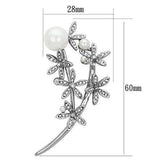 LO2833 - Imitation Rhodium White Metal Brooches with Synthetic Pearl in White - Alamode - Flyclothing LLC