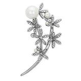 LO2833 - Imitation Rhodium White Metal Brooches with Synthetic Pearl in White - Alamode - Flyclothing LLC