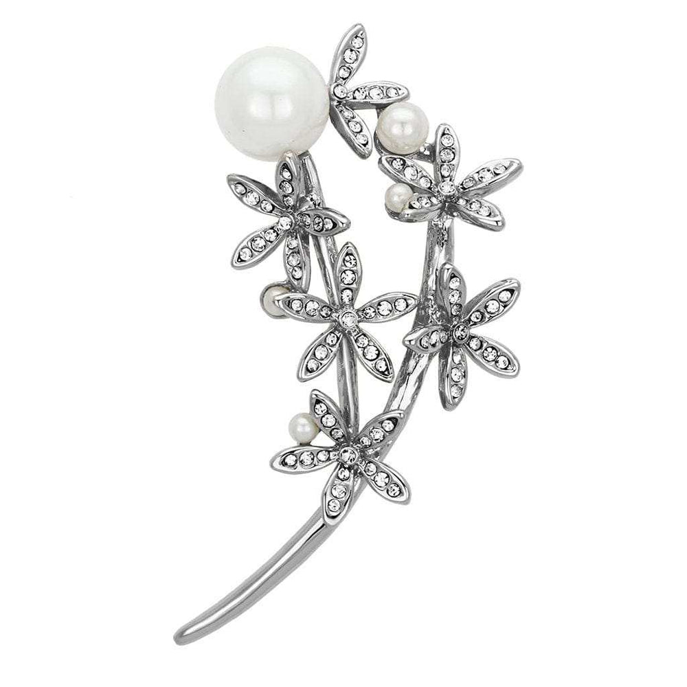 LO2834 - Flash Rose Gold White Metal Brooches with Synthetic Pearl in White - Alamode - Flyclothing LLC