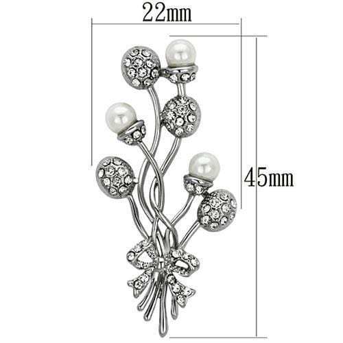 LO2835 - Imitation Rhodium White Metal Brooches with Synthetic Pearl in White - Alamode - Flyclothing LLC