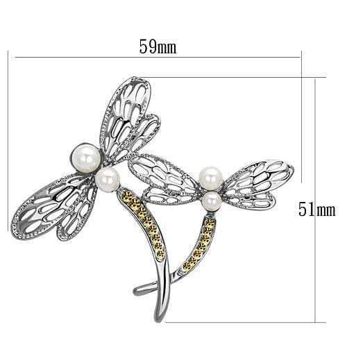LO2836 - Imitation Rhodium White Metal Brooches with Synthetic Pearl in White - Alamode - Flyclothing LLC