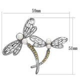 LO2836 - Imitation Rhodium White Metal Brooches with Synthetic Pearl in White - Alamode - Flyclothing LLC