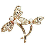 LO2837 - Flash Rose Gold White Metal Brooches with Synthetic Pearl in White - Alamode - Flyclothing LLC