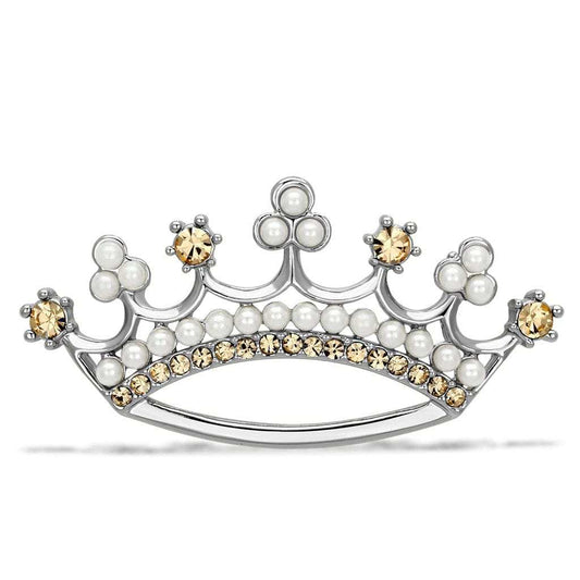 LO2838 - Imitation Rhodium White Metal Brooches with Synthetic Pearl in White - Alamode - Flyclothing LLC