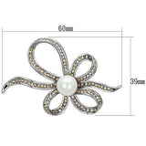 LO2840 - Imitation Rhodium White Metal Brooches with Synthetic Pearl in White - Alamode - Flyclothing LLC