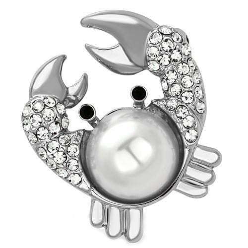 LO2842 - Imitation Rhodium White Metal Brooches with Synthetic Pearl in White - Alamode - Flyclothing LLC