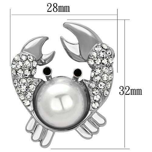 LO2842 - Imitation Rhodium White Metal Brooches with Synthetic Pearl in White - Alamode - Flyclothing LLC