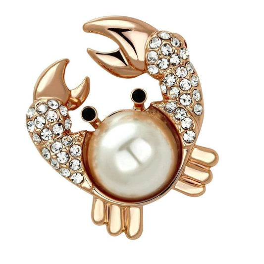 LO2843 - Flash Rose Gold White Metal Brooches with Synthetic Pearl in White - Alamode - Flyclothing LLC