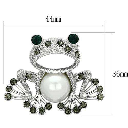 LO2844 - Imitation Rhodium White Metal Brooches with Synthetic Pearl in White - Alamode - Flyclothing LLC