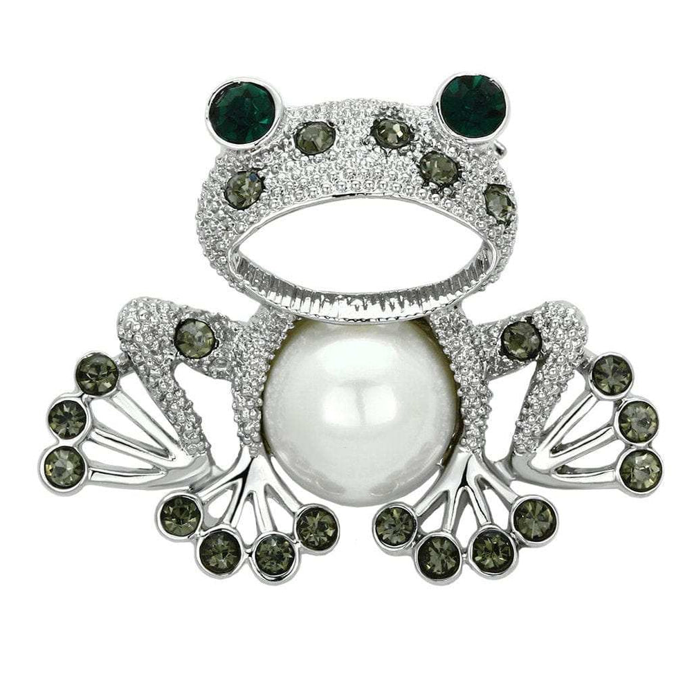 LO2844 - Imitation Rhodium White Metal Brooches with Synthetic Pearl in White - Alamode - Flyclothing LLC