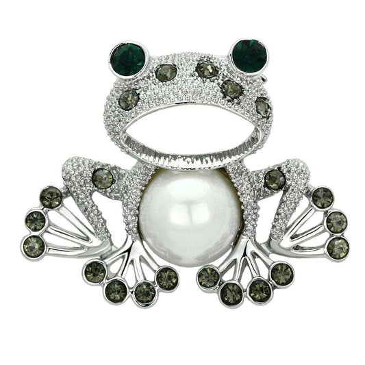 LO2844 - Imitation Rhodium White Metal Brooches with Synthetic Pearl in White - Alamode - Flyclothing LLC