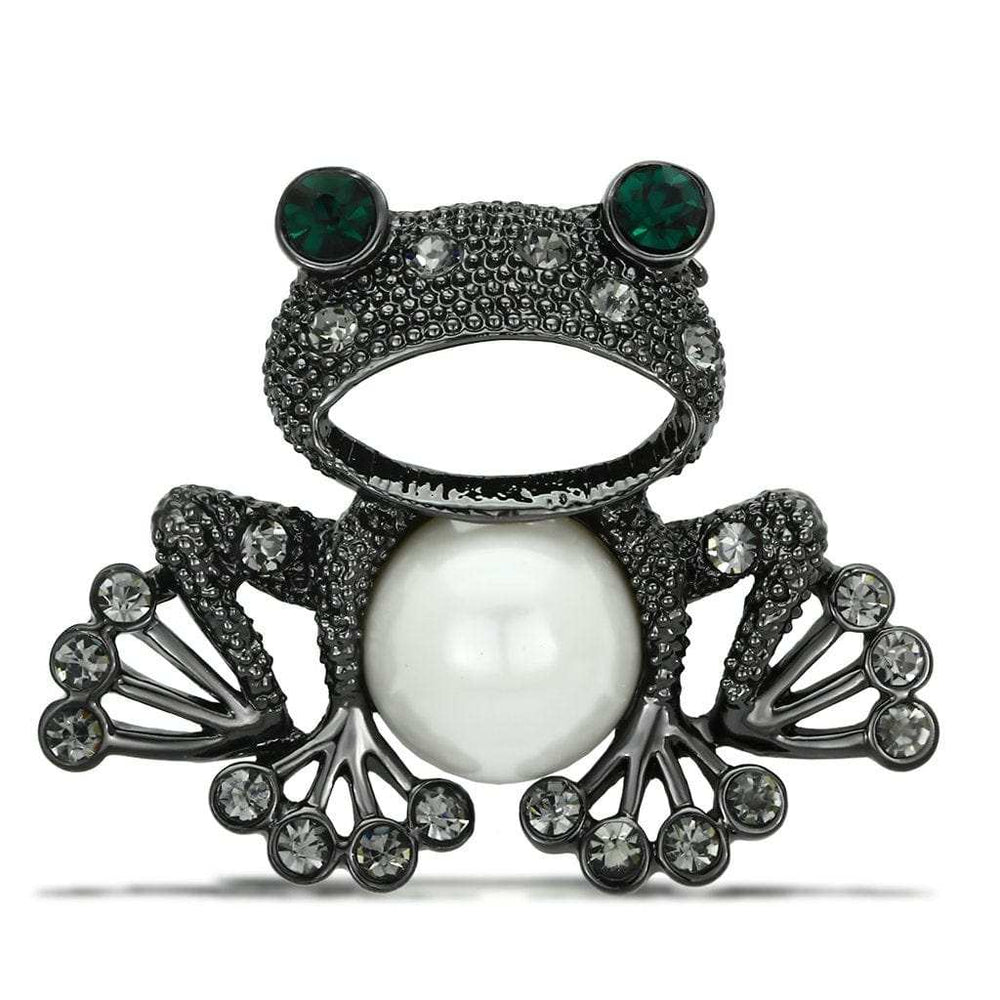 LO2845 - Ruthenium White Metal Brooches with Synthetic Pearl in White - Alamode - Flyclothing LLC