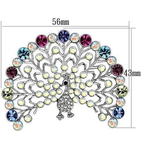 LO2848 - Imitation Rhodium White Metal Brooches with Top Grade Crystal in Multi Color - Alamode - Flyclothing LLC