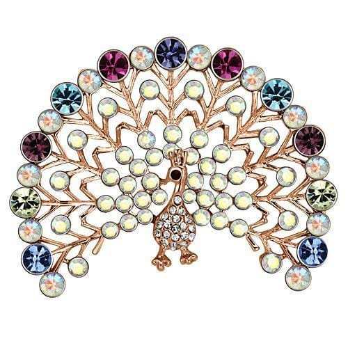 LO2849 - Flash Rose Gold White Metal Brooches with Top Grade Crystal in Multi Color - Alamode - Flyclothing LLC