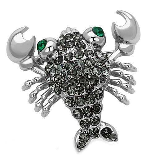 LO2850 - Imitation Rhodium White Metal Brooches with Top Grade Crystal in Emerald - Alamode - Flyclothing LLC