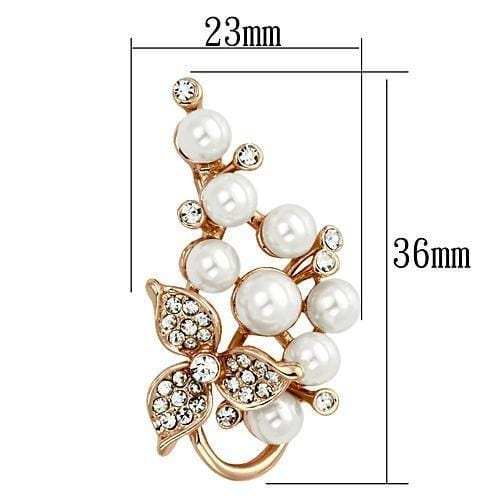 LO2853 - Flash Rose Gold White Metal Brooches with Synthetic Pearl in White - Alamode - Flyclothing LLC