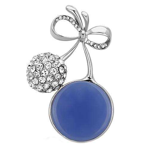 LO2856 - Imitation Rhodium White Metal Brooches with Synthetic Synthetic Stone in Capri Blue - Alamode - Flyclothing LLC