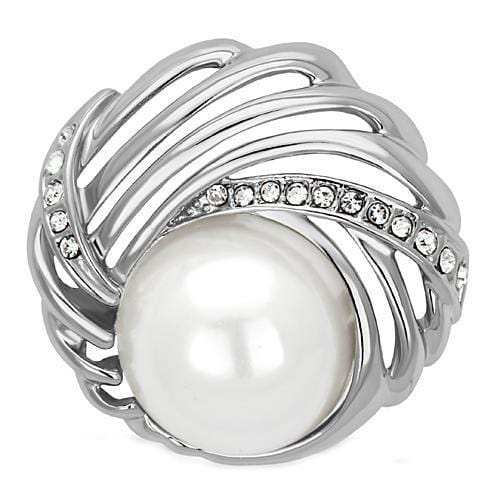 LO2866 - Imitation Rhodium White Metal Brooches with Synthetic Pearl in White - Alamode - Flyclothing LLC