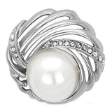 LO2866 - Imitation Rhodium White Metal Brooches with Synthetic Pearl in White - Alamode - Flyclothing LLC