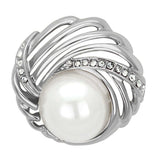 LO2867 - Flash Rose Gold White Metal Brooches with Synthetic Pearl in White - Alamode - Flyclothing LLC