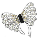 LO2868 - Imitation Rhodium White Metal Brooches with Synthetic Pearl in Jet - Alamode - Flyclothing LLC