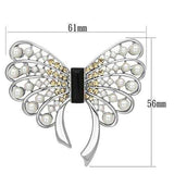 LO2868 - Imitation Rhodium White Metal Brooches with Synthetic Pearl in Jet - Alamode - Flyclothing LLC