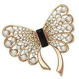 LO2869 - Flash Rose Gold White Metal Brooches with Synthetic Pearl in Jet - Alamode - Flyclothing LLC
