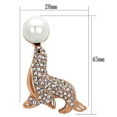 LO2873 - Flash Rose Gold White Metal Brooches with Synthetic Pearl in White - Alamode - Flyclothing LLC