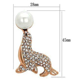 LO2873 - Flash Rose Gold White Metal Brooches with Synthetic Pearl in White - Alamode - Flyclothing LLC