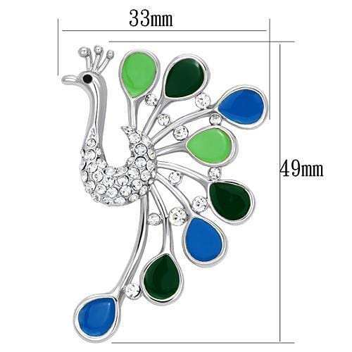 LO2880 - Imitation Rhodium White Metal Brooches with Top Grade Crystal in Clear - Alamode - Flyclothing LLC