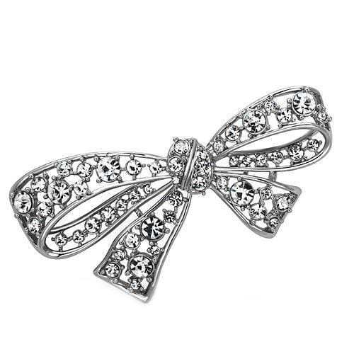 LO2882 - Imitation Rhodium White Metal Brooches with Top Grade Crystal in Clear - Alamode - Flyclothing LLC