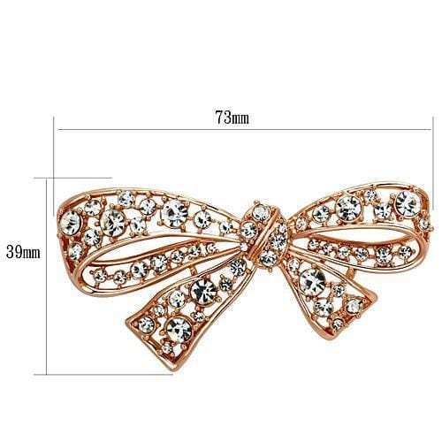 LO2883 - Flash Rose Gold White Metal Brooches with Top Grade Crystal in Clear - Alamode - Flyclothing LLC
