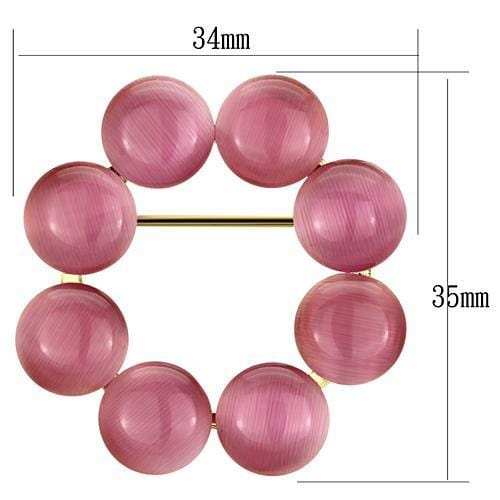 LO2886 - Flash Gold White Metal Brooches with Synthetic Cat Eye in Rose - Alamode - Flyclothing LLC