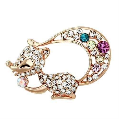 LO2889 - Flash Rose Gold White Metal Brooches with Top Grade Crystal in Multi Color - Alamode - Flyclothing LLC