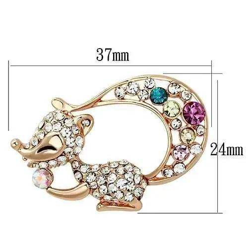 LO2889 - Flash Rose Gold White Metal Brooches with Top Grade Crystal in Multi Color - Alamode - Flyclothing LLC